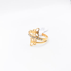 Butterfly Ring with a Row of Stones